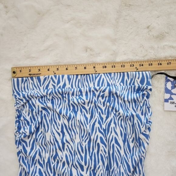 Diane Von Furstenberg Blue And White Zebra Print Midi Skirt size Medium - Picture 8 of 11
